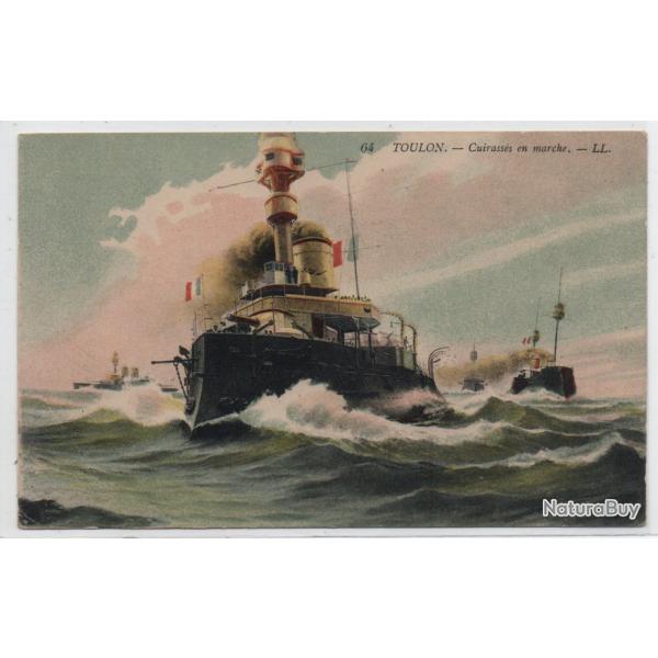 CPA - Marine Militaire - " TOULON " - Cuirasse en marche  N�3472