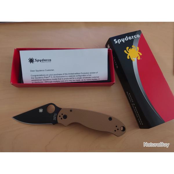 Spyderco Para 3 CPM 10V DLC Coated Coyote NEW