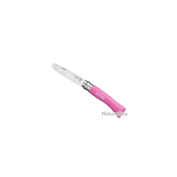 Bo�te pr�sentoir de 6 couteaux Mon premier OPINEL n�7 VRI lame inox manche charme lasur� fuchsia