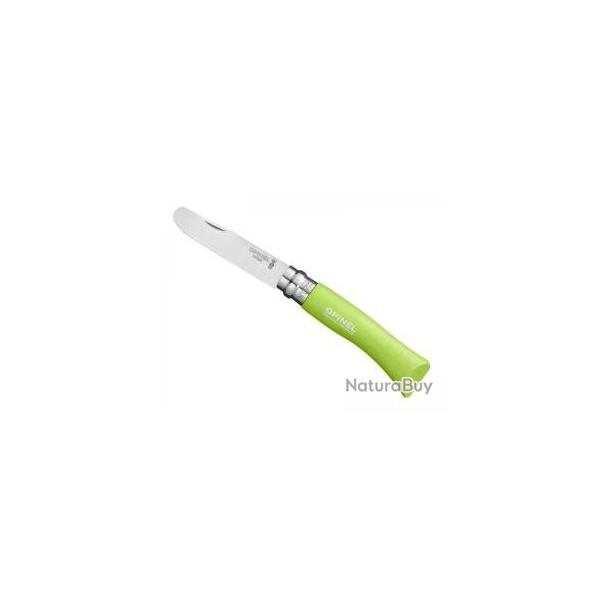 Bo�te pr�sentoir de 6 couteaux Mon premier OPINEL n�7 VRI lame inox manche charme lasur� vert pomme