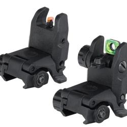 Hausse et guidon en fibre optique rabattable type AR15 avec platine amovible pour rail picatinny