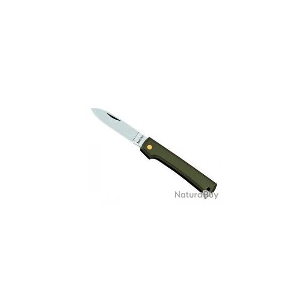 Couteau bricoleur, lame inox, manche 11 cm nylon vert.