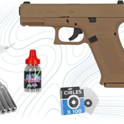 Pack Bronze Pistolet Glock 19 X cal BB 4.5 mm &agrave; culasse fixe Umarex