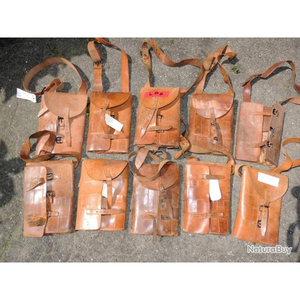 RARE SACOCHE CUIR TRANSPORT PISTOLET LANCE FUSEES 1918  #.9