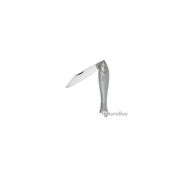 Couteau MIKOV, lame acier inox 420, manche 8 cm motif poisson zinc argent�.