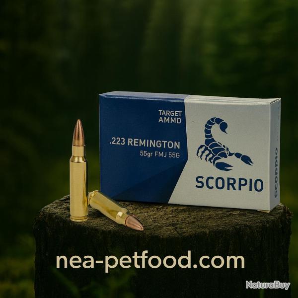 Munitions STV - Scorpio calibre 223 Rem FMJ 55Gr LOT DE 1000