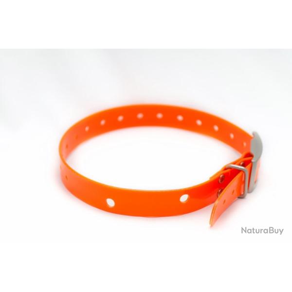 Collier DC40 ORANGE Fluo TPU Biothane 25 mm JAUNE