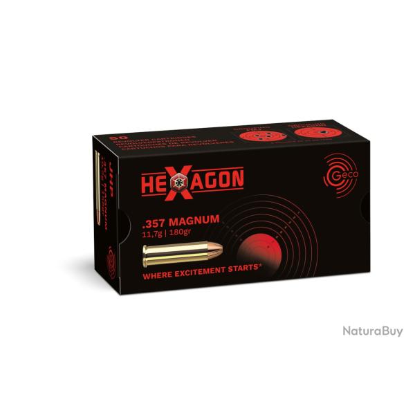 Munition Geco Hexagon 11.7g 180gr - Cal. 357 mag x10 boites