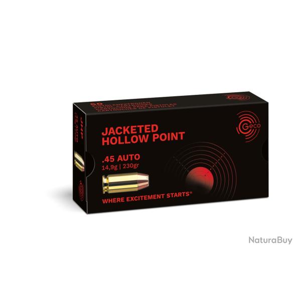 Munition Geco JHP 14.9g 230gr - Cal. 45 ACP x5 boites