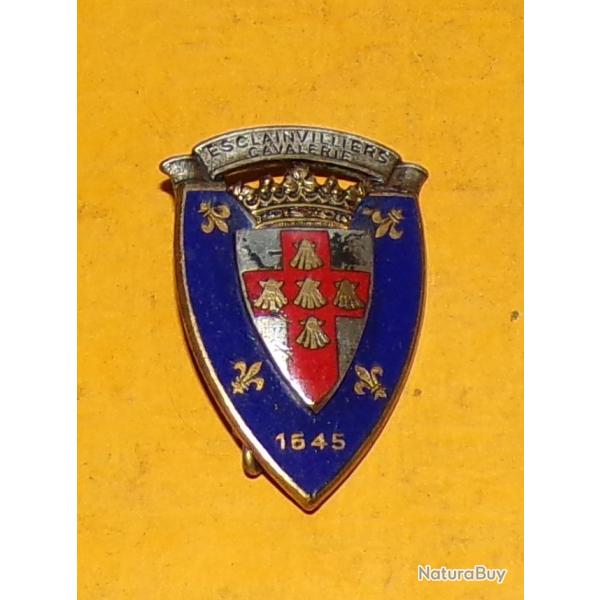 3� R�giment de Cuirassiers, dos guilloch�, �pingle sertie , ESCLAINVILLIERS CAVALERIE, �cu bleu aux