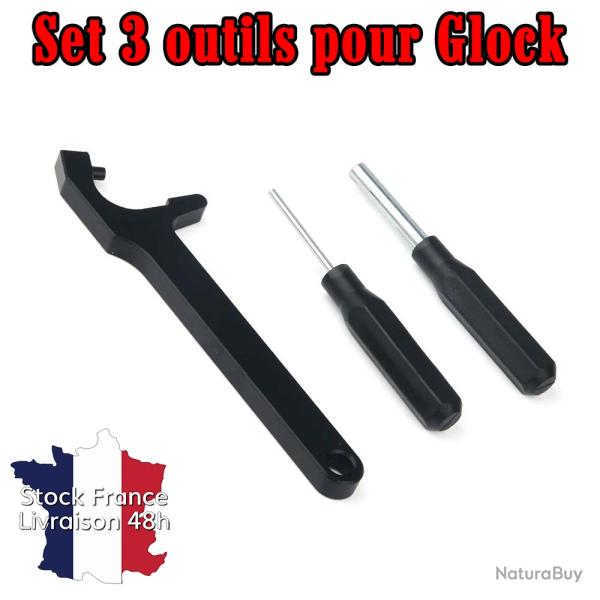 Set de 3 outils pour Glock - Chargeur, guidon aimant� et chasse goupille - Stock France