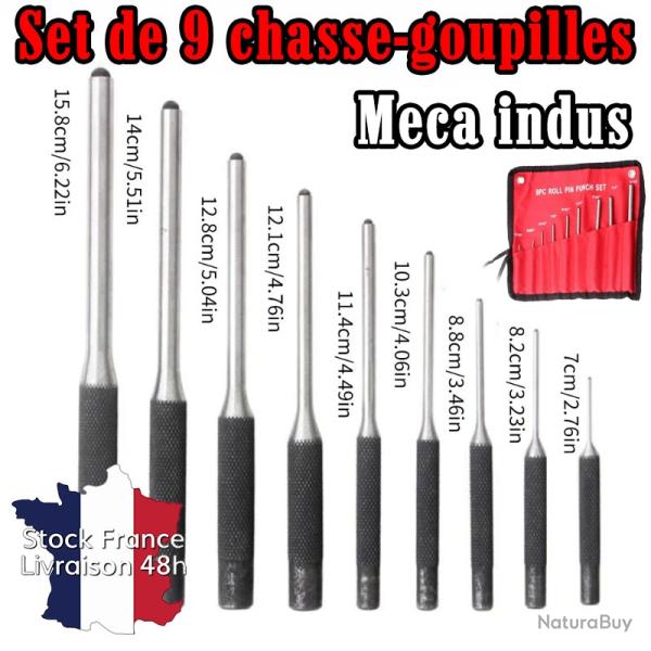 Set de 9 poin�ons chasse-goupilles meca indus - Stock France