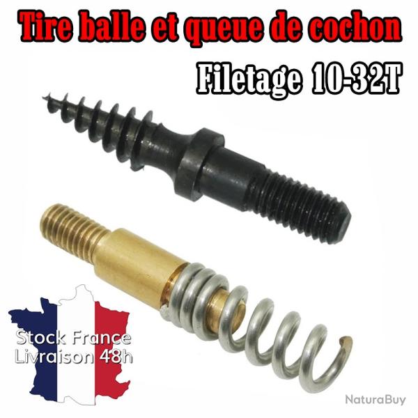Extracteur tire-balle et queue de cochon 10-32T pour l'extraction de balle coinc�e - Stock France