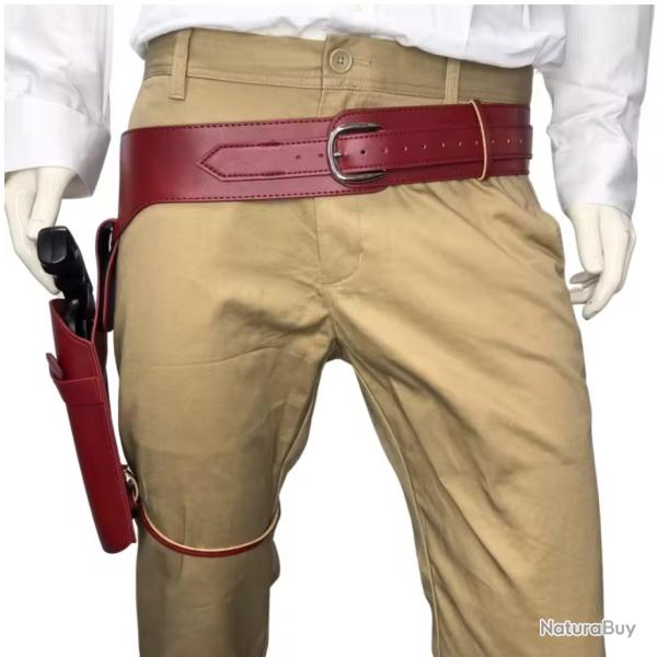 tui ceinturon revolver Classic  canon unique pour revolver courts et long (rouge) (2)