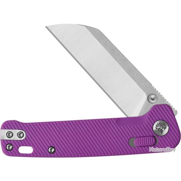 Couteau QSP Penguin Glyde Lame Acier 14C28N Manche FRN Violet Lock Crossbar Clip QS130GLE1