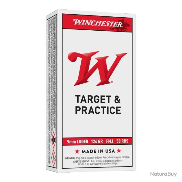 Munitions WINCHESTER cal.9mm luger fmj 124gr par 50