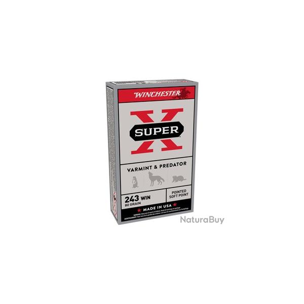 Balles WINCHESTER Super X Power Point 243win 80gr 5.18G PAR 60