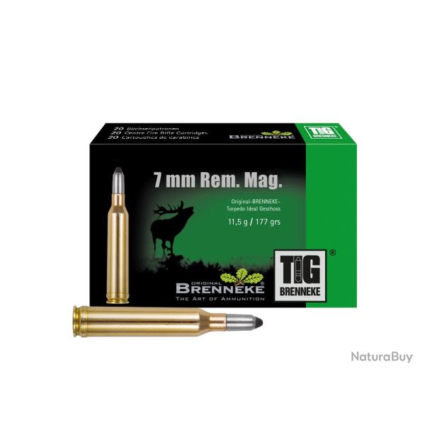 Cartouches BRENNEKE TIG Calibre 7 mm Rem Mag 177 Gr/ 11.5 G (Boite de 20)