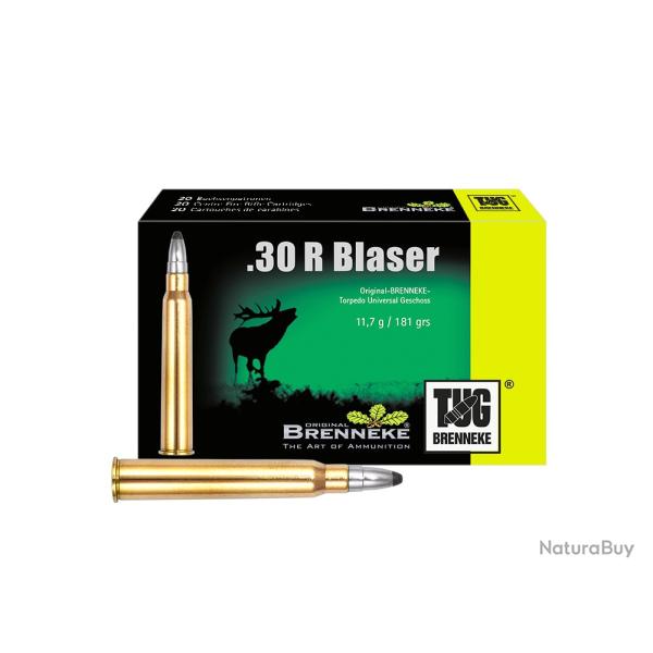 Cartouches BRENNEKE TUG Calibre 30 R Blaser 181 Gr/ 11.7 G (Boite de 20)