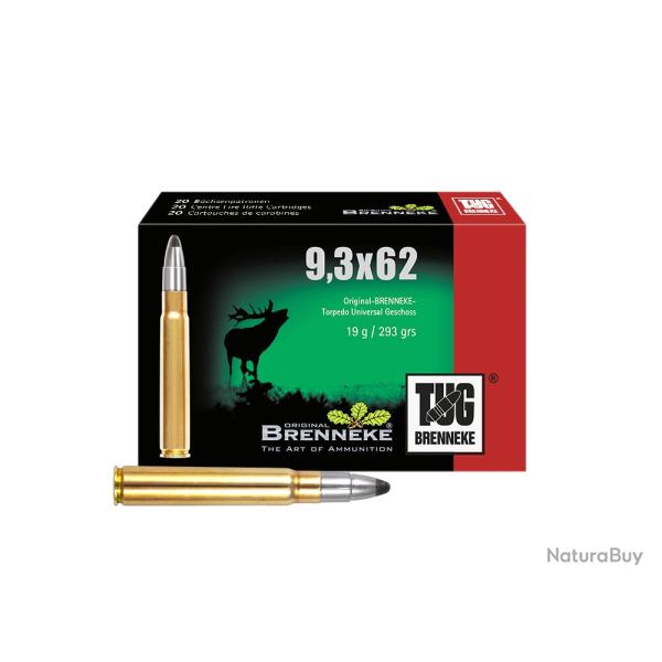 Cartouches BRENNEKE TUG Calibre 9.3x62 293 Gr/ 19 G (Boite de 20)