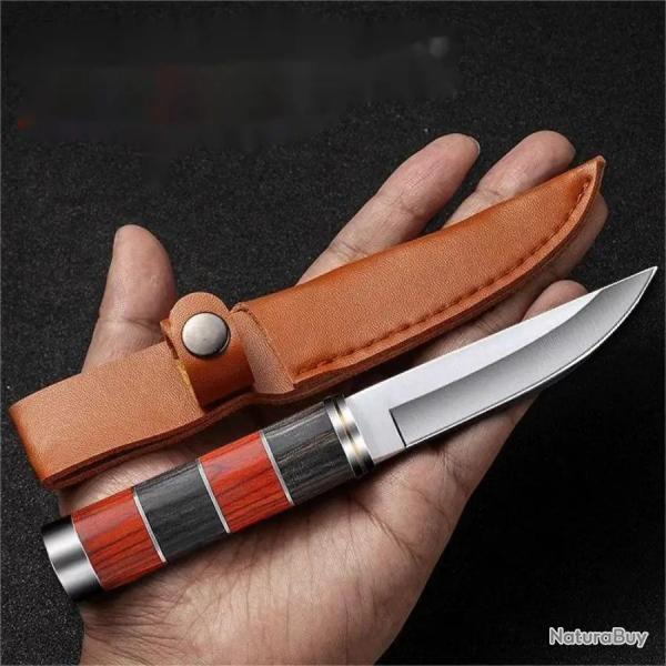 Couteau multi-usage manche en bambou avec �tui Cuisine Outdoor D�tails Angle de lame ? 60 � Longueur