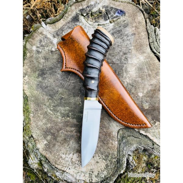 couteau de chasse d'artisan / manche corne d'antilope / ronce de bouleau