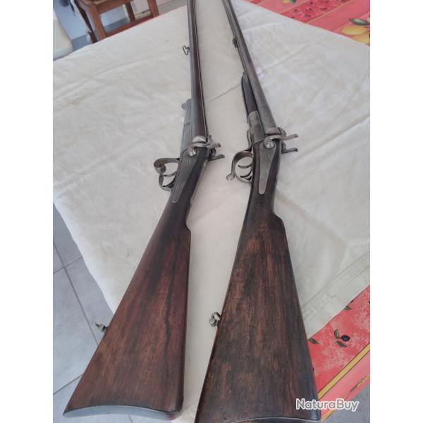 lot deux fusils a broches cal 16 dont 1 Brun Latrige
