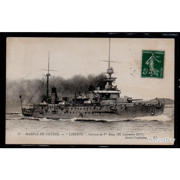 CPA- MARINE DE GUERRE -" LIBERT� "Cuirasse 1er Rang ( le 25 septembre 1911 )Avant l'explosion N�3873