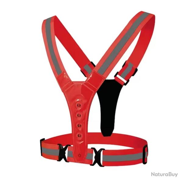 Gilet de S�curit� LED R�fl�chissant - �quipement Haute Visibilit� pour la s�curit� nocturne Rouge