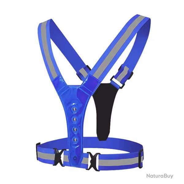 Gilet de S�curit� LED R�fl�chissant - �quipement Haute Visibilit� pour la s�curit� nocturne Bleu