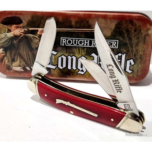 Couteau Rough Ryder Long Rifle Sowbelly Stockman Red Lames en Acier Inox Manche Os Slipjoint RR2619