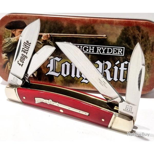 Couteau Pliant Rough Ryder Congress Long Rifle Red Lames Acier 440 Manche Os Slipjoint RR2617