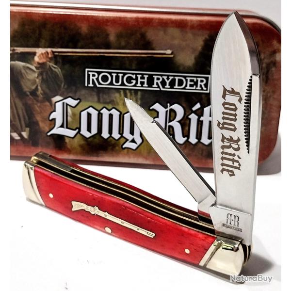 Couteau Rough Ryder Long Rifle Gunstock Red Lames Acier 440 Manche Os Slipjoint RR2621