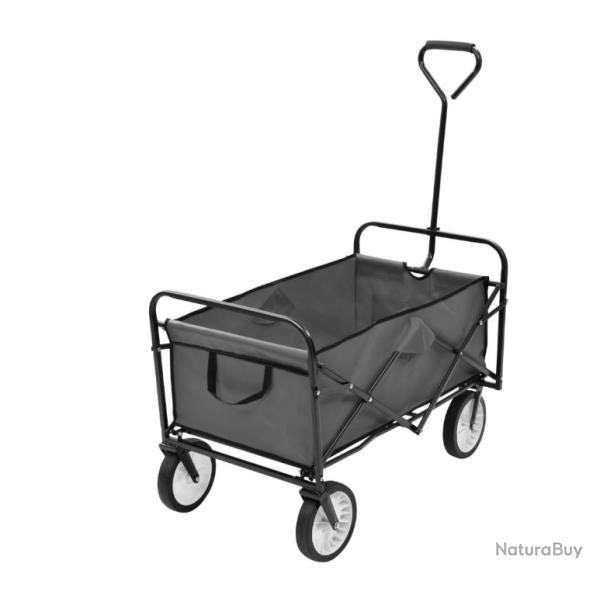 Chariot de transport pliable gris en acier - Id�al pour jardinage et bricolage