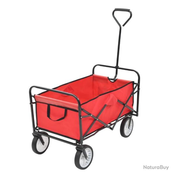 Chariot pliable en acier rouge - Transport d'outils et matriel de jardin jusqu' 75 kg