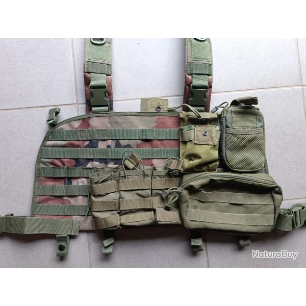 Gilet tactique Chest rig Toe pro cam CE + pochettes OD green/porte chargeurs