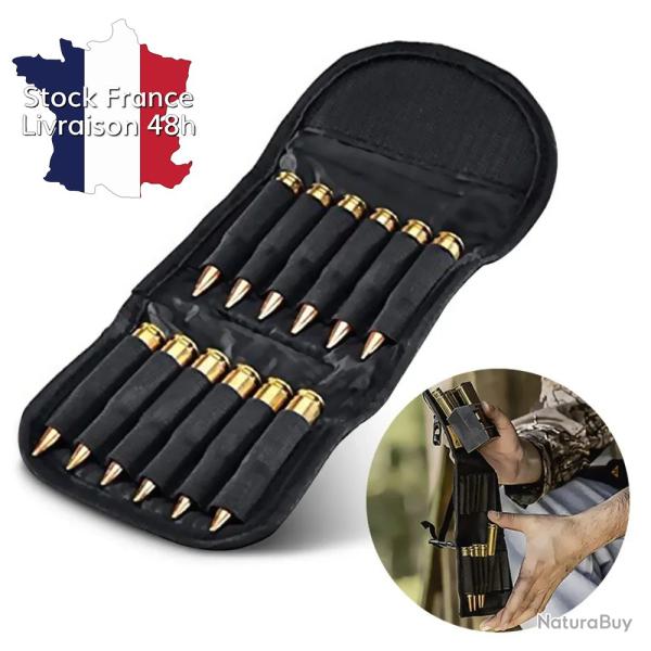 Pochette de munition 12 cartouches fixation molle - Noir - Stock France