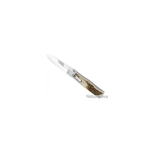 Couteau automatique MIKOV � PREDATOR �, lame acier inox 420, manche 12 cm cerf v�ritable. Etui cuir