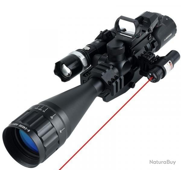 Réticule Mil-Dot Lumineux Lunette De Visée KinZon 6-24x50AOEG - Pour Fusil Chasse Airsoft Lunette Chasse Airsoft Rail 20mm Réticule Mil-Dot Lumineux Lunette De Visée KinZon 6-24x50AOEG - Pour Fusil Chasse Airsoft Lunette Chasse Airsoft Rail 20mm