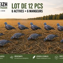 Pack 12 Formes de Pigeons Silhouettes - 6 Actives + 6 Mangeurs - Ultra R&eacute;alistes - Chasse Pigeon
