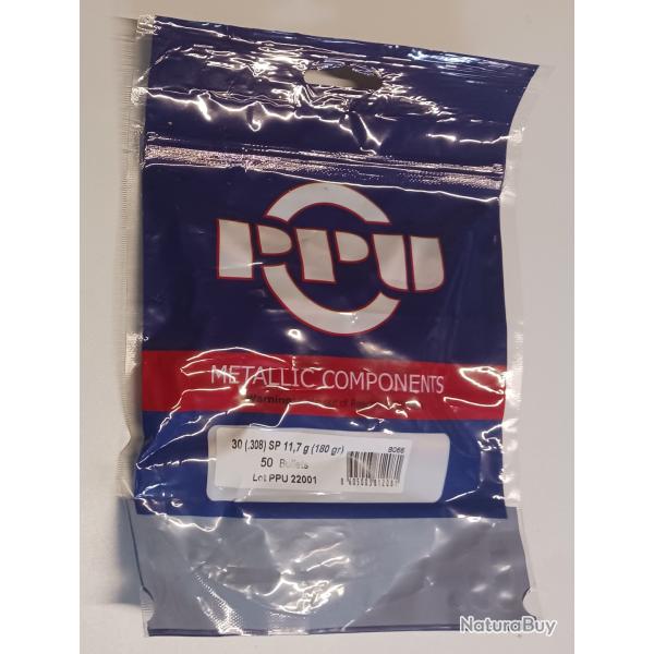 ogives calibre 30 (308) x50 ppu 11.7g -180gr SP 3 sachets 150 ogives