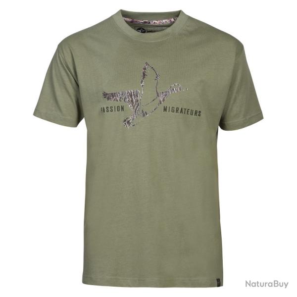 TEE SHIRT PERCUSSION PASSION MIGRATEURS  -  KAKI - TAILLE XL