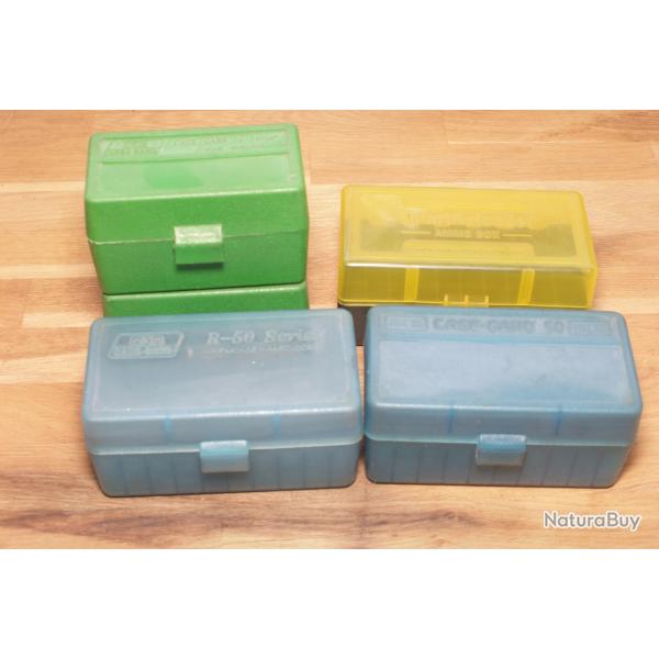 lot de 5 boites MTM A vides pour 50 cartouches 22 H ,222, 223
