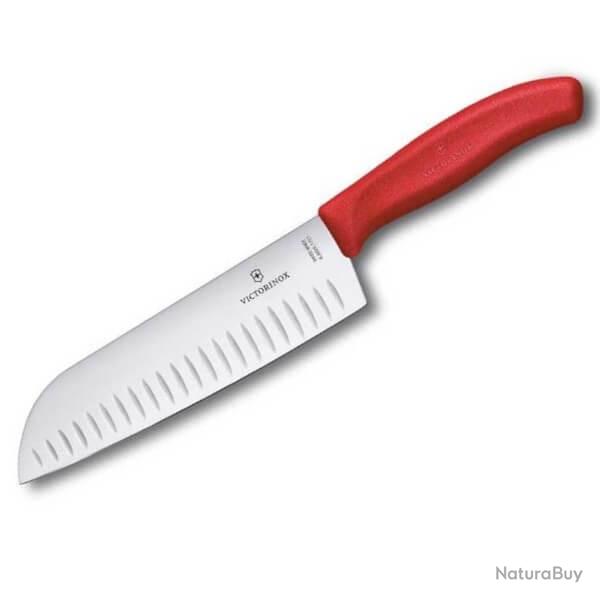 6.8521.17C1B Couteau Santoku alv�ol� Victorinox SwissClassic sur rouge/carte