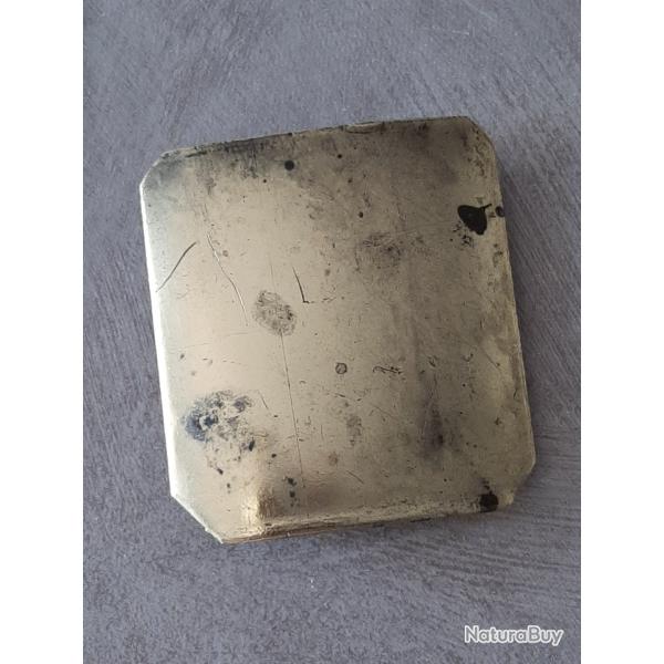 Boucle fran�aise troupe 1914 - 1918 en laiton 1�re Guerre Mondiale. A nettoyer.