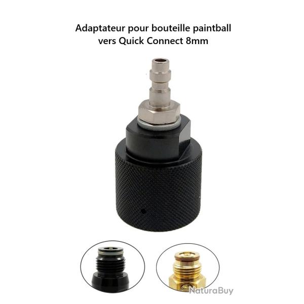 Adaptateur Quick connect 8mm pour remplissage ou connection rapide avec bouteille paintball HPA