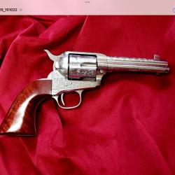 EXEPTIONNEL COLT SAA 1873 INOX GRAV&Eacute; MAIN 4 3/4 MADE BY UBERTI