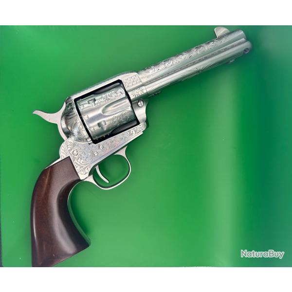EXEPTIONNEL COLT SAA 1873 INOX GRAV� MAIN 4 3/4 MADE BY UBERTI
