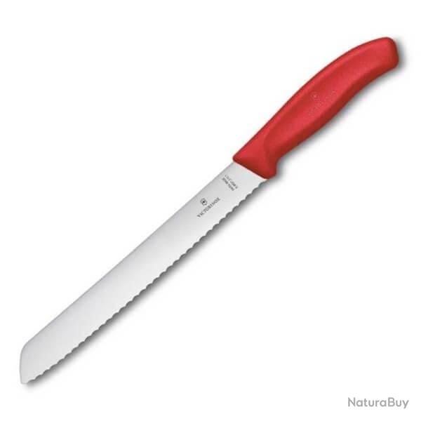 6.8631.21C1B Couteau  pain 21cm Victorinox Swiss Classic sur rouge/carte