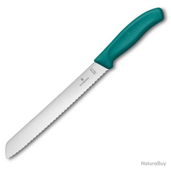 6.8634.21C1B Couteau  pain 21cm Victorinox Swiss Classic sur vert/carte